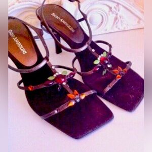 Size 6M Strappy Sandal Heels by Enzo Angiolini Pretty w jewel-tone-elements